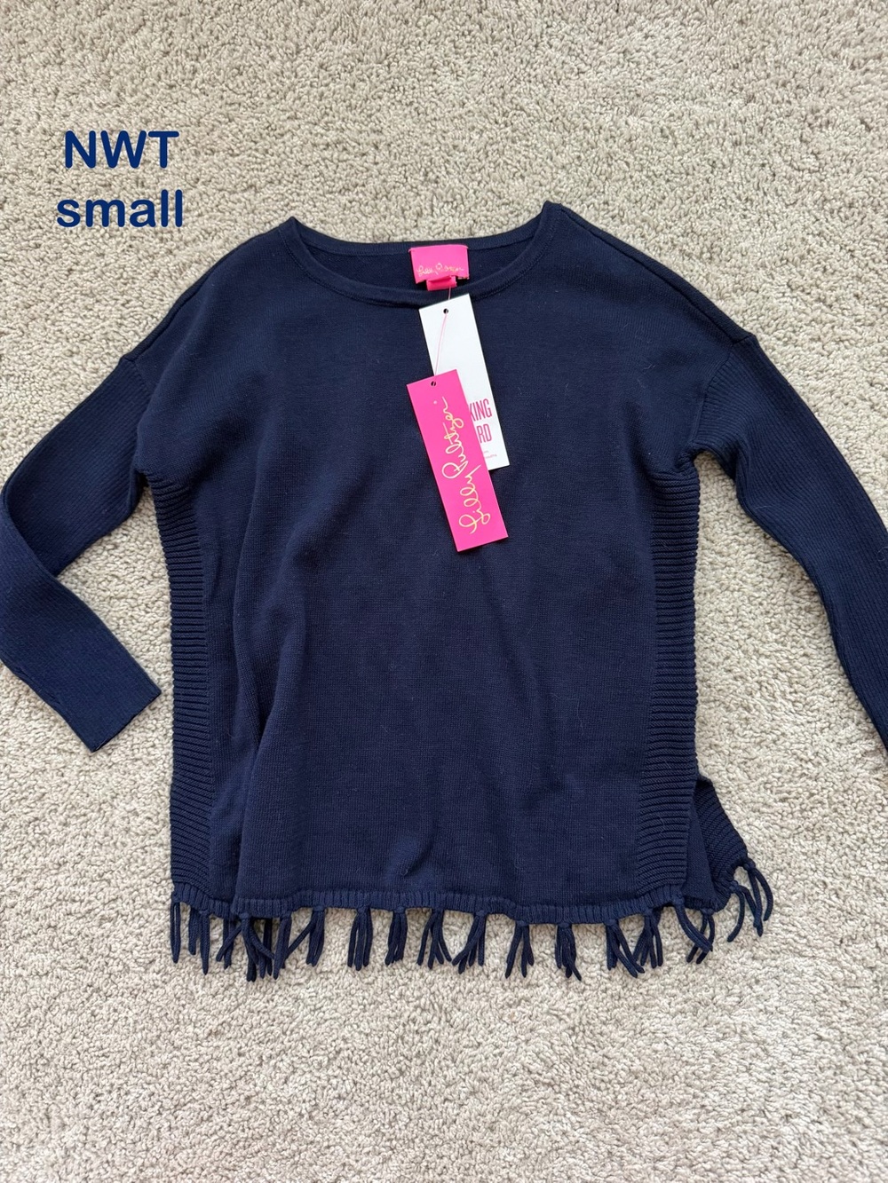 Lilly Pulitzer Navy Fringe Sweater